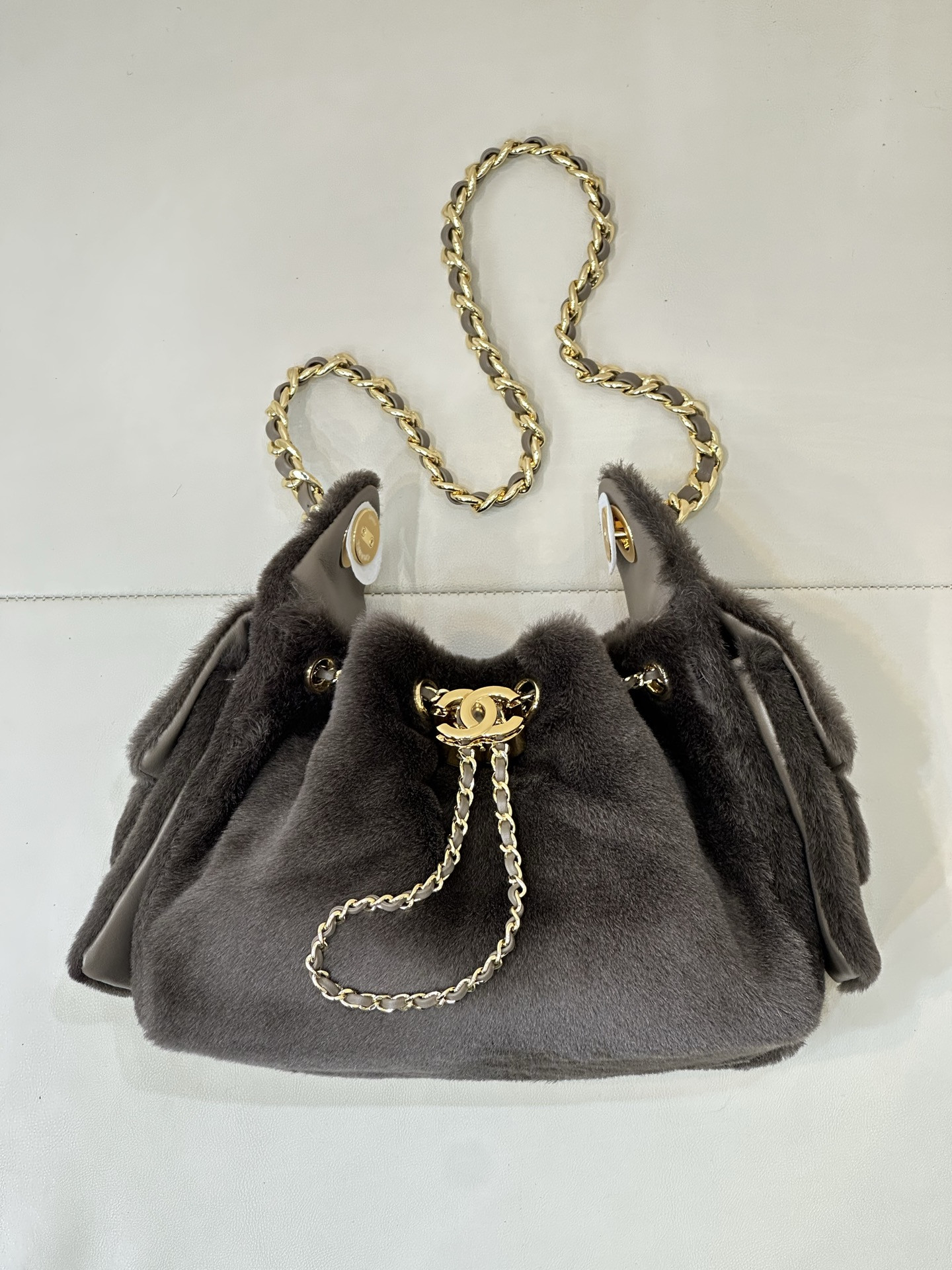 Ch**el 25C Bucket Bag Brown 20x22x12.5cm
