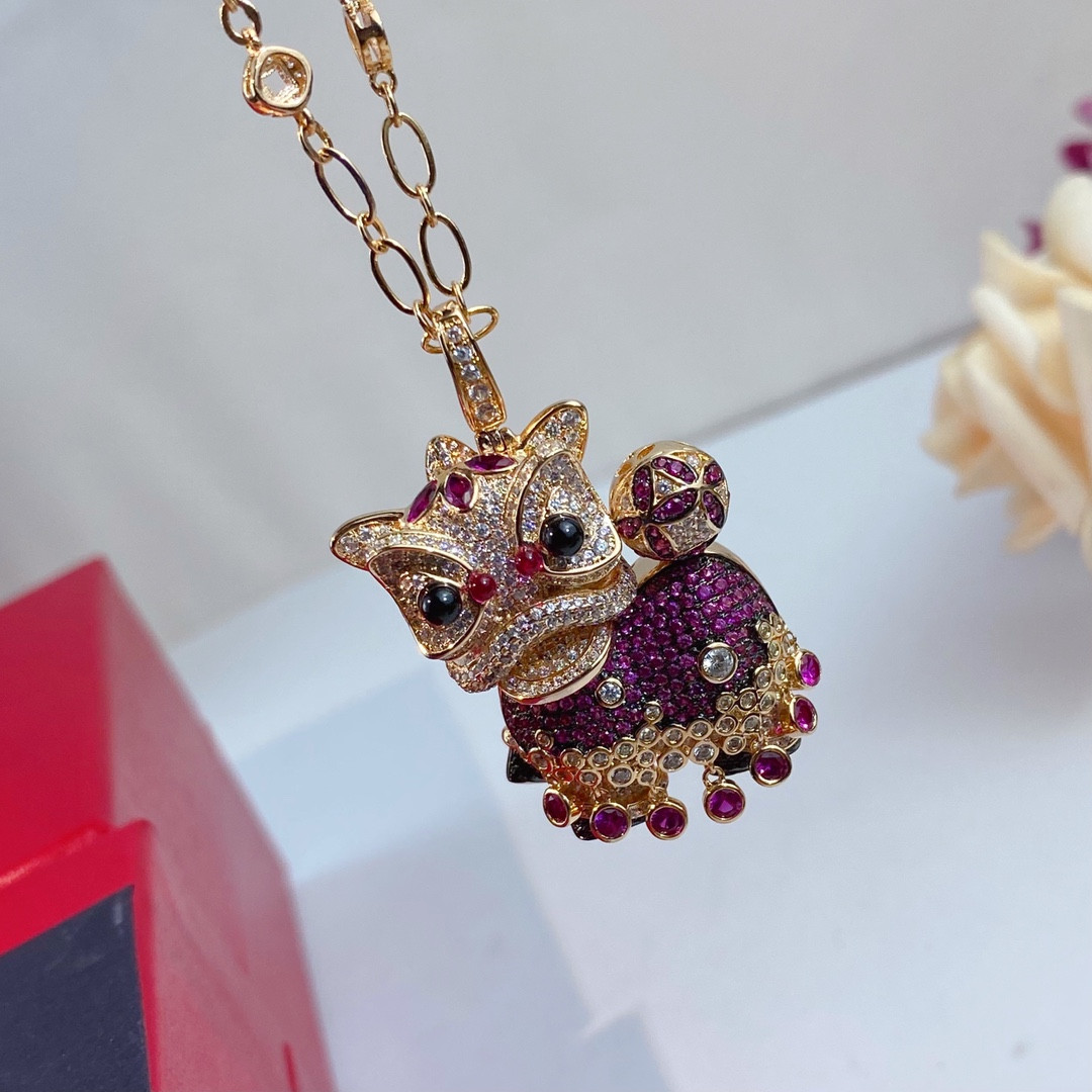 Qeelin Dancing Lion Pendant Necklace