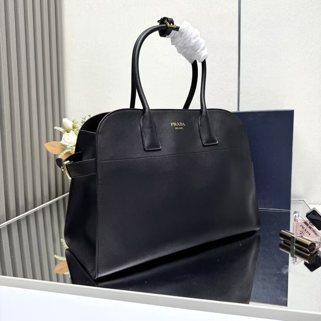 Pra*a Large Leather Tote Bag Without Box 24.5x38x18cm