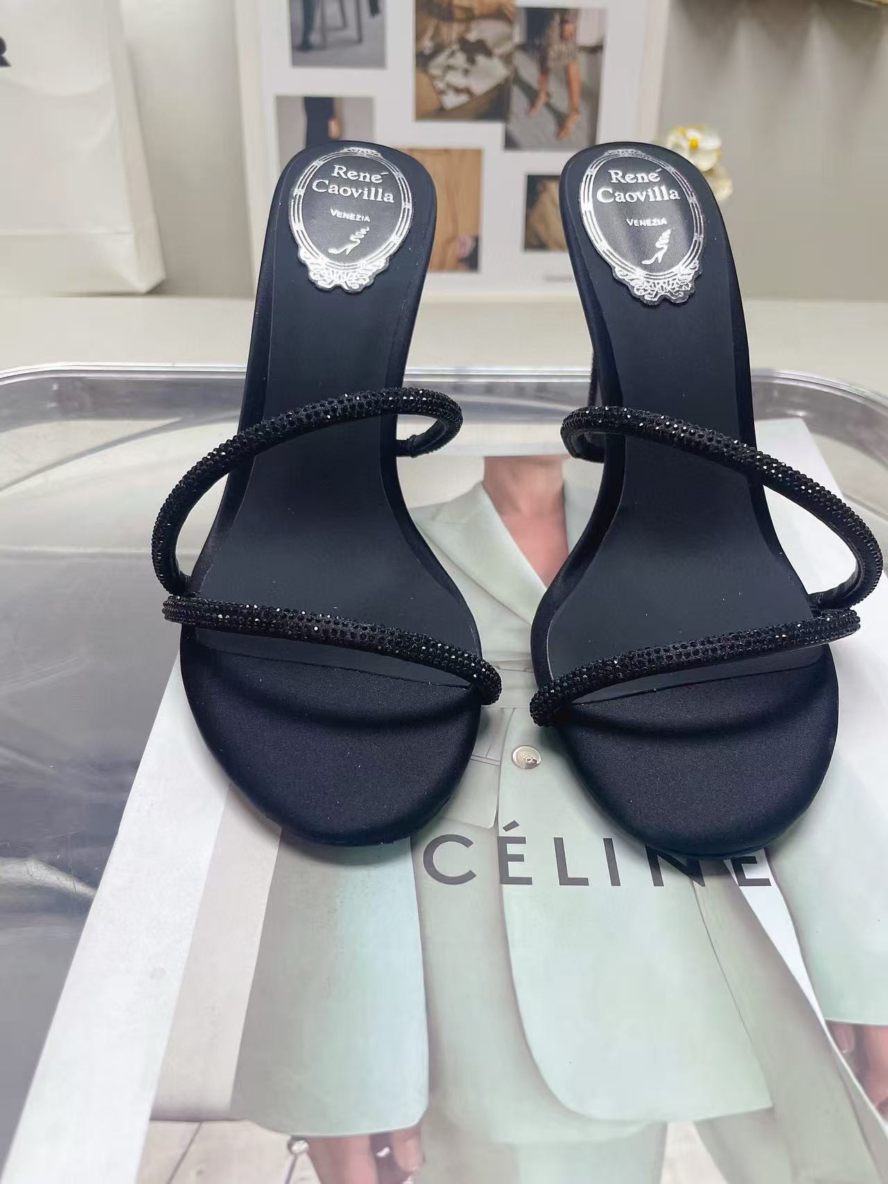 UA René Caovilla Open-toe Crystal-embellished Sandals 95mm