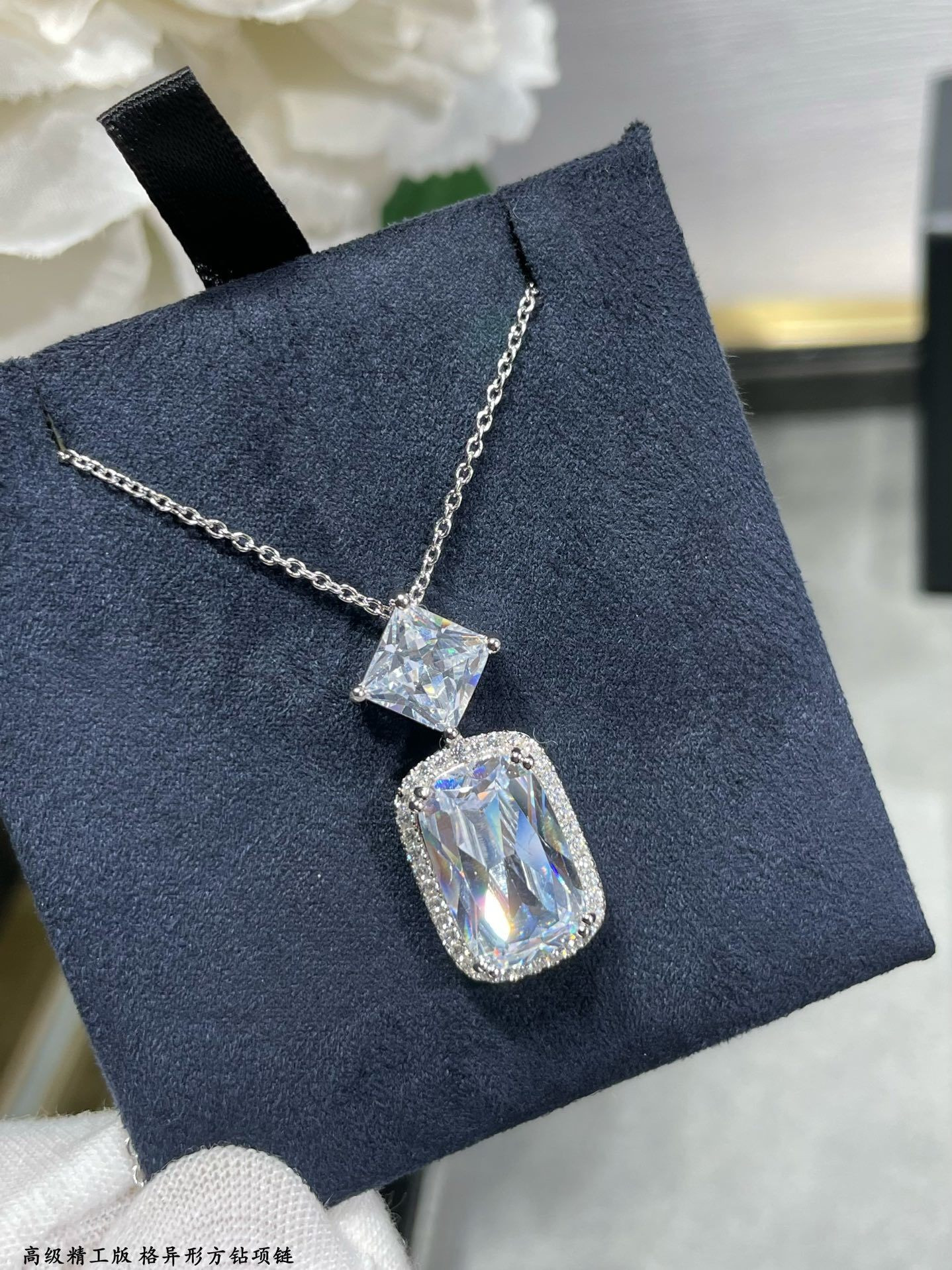 Graff Square D1am0nd Necklace Ag925