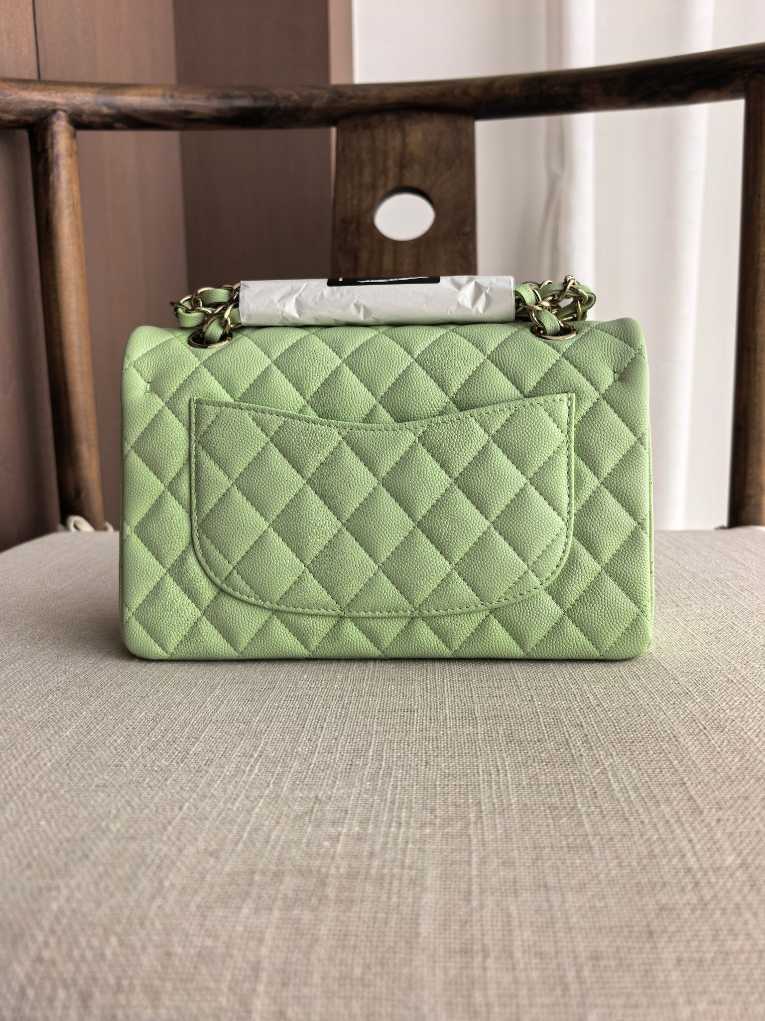 Ch**el Classic Flap handbag Mint Green Bag with Light Gold Hardware A01113 23x14.5x6cm