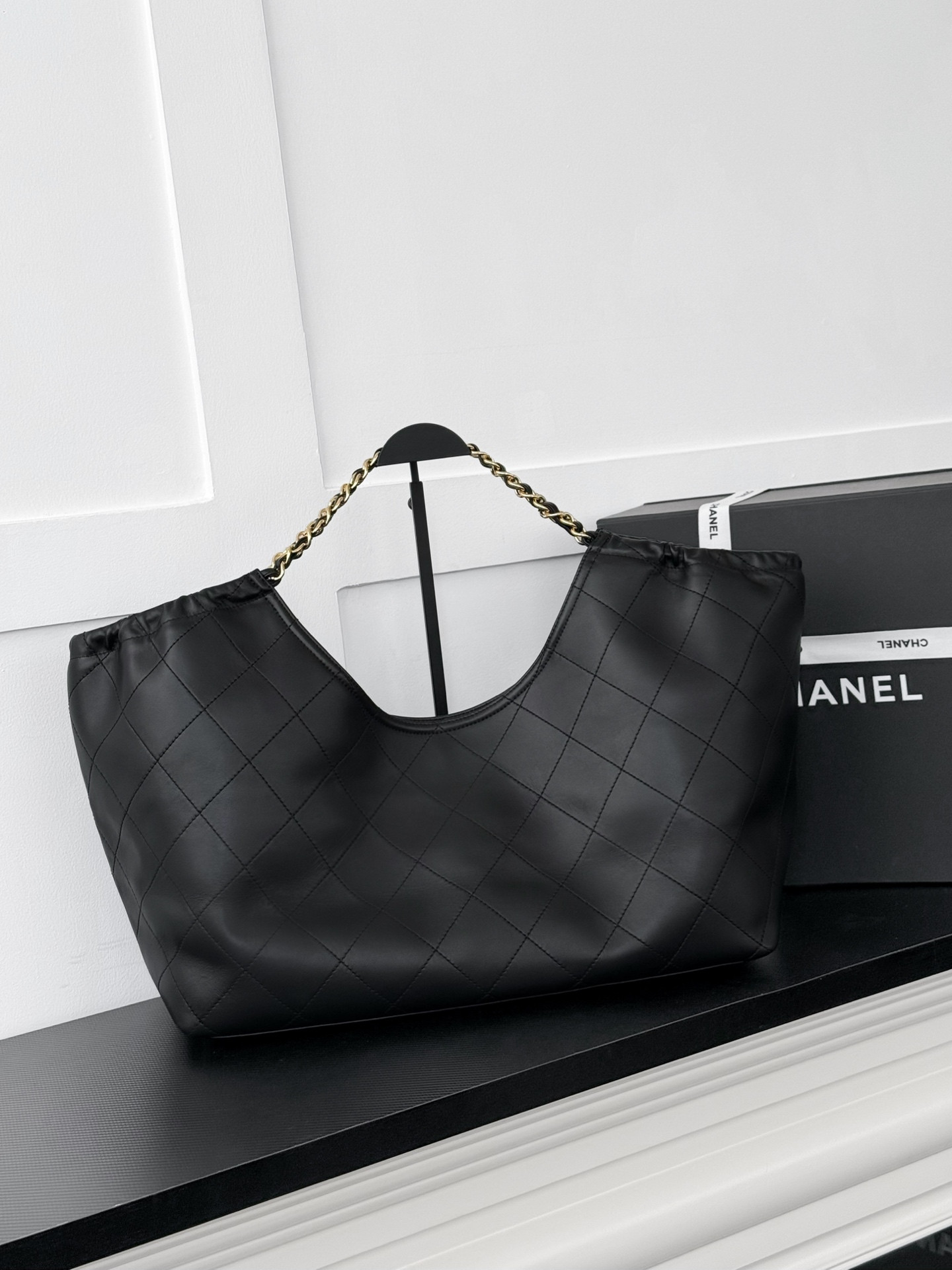 Ch**el Shopping Bag AS6574 BotT0m Length: 41cm,Center Height: 24cm,Side Height: 34cm,Opening Length: 61.5cm,Width: 17cm
