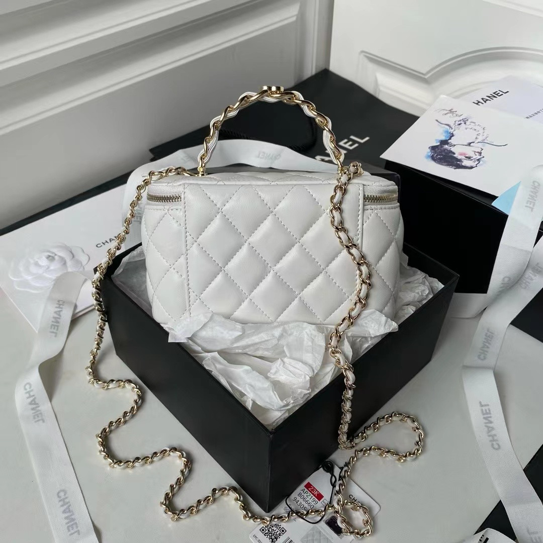 Ch**el Gold Chain with Makeup Mirror Lamb Leather Square Box Shoulder Bag Women