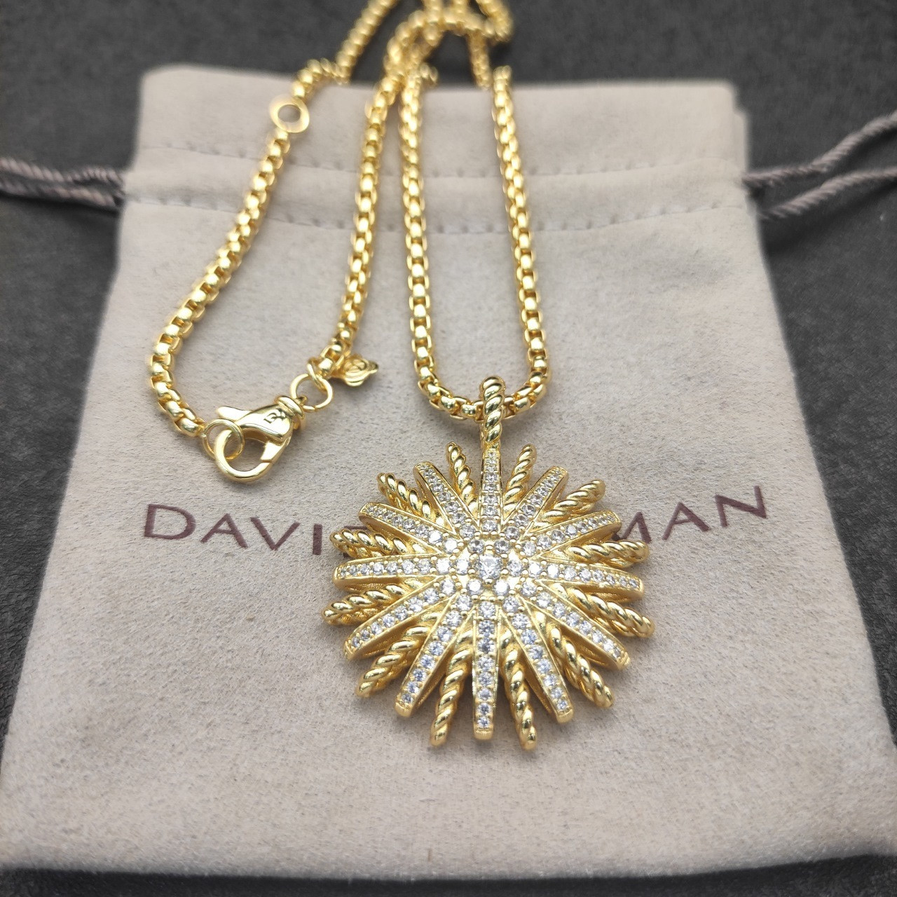 dau1d Yvrm*n sunflower full of d1am0nds necklace(chain length 50+5cm delay chain chain thickness 3mm)