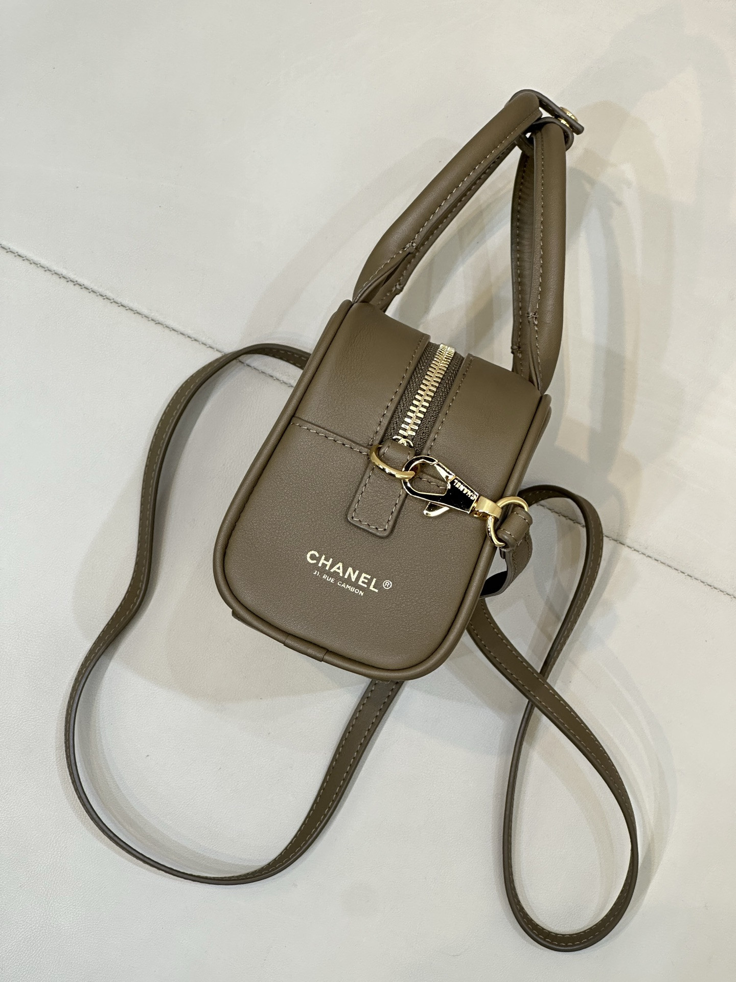 Ch**el Bowling Clutch with Leather Strap AP5528 13x21x9cm