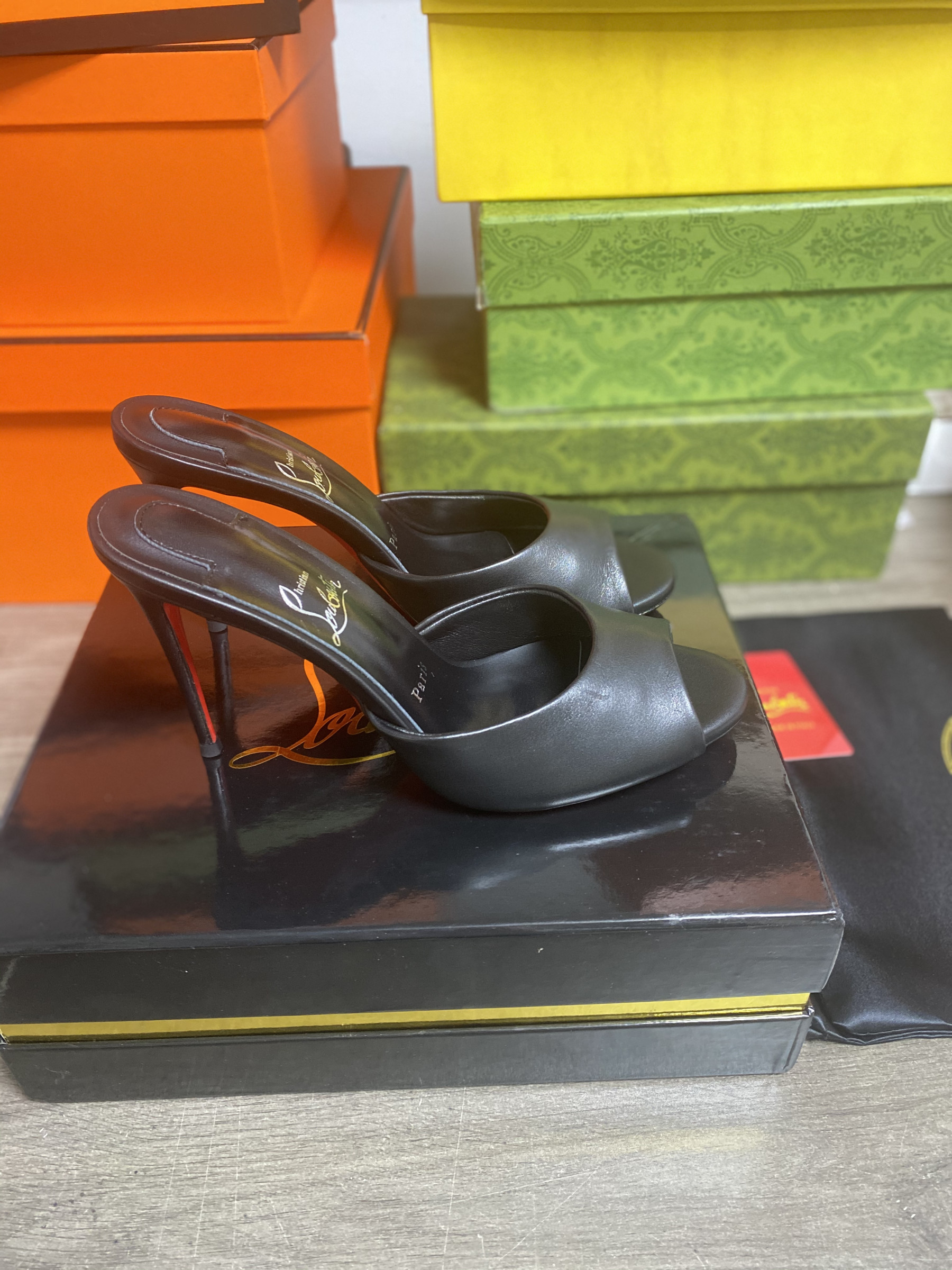 UA Chr1st1an Louboutin Me Dolly Calfskin Leather Mules