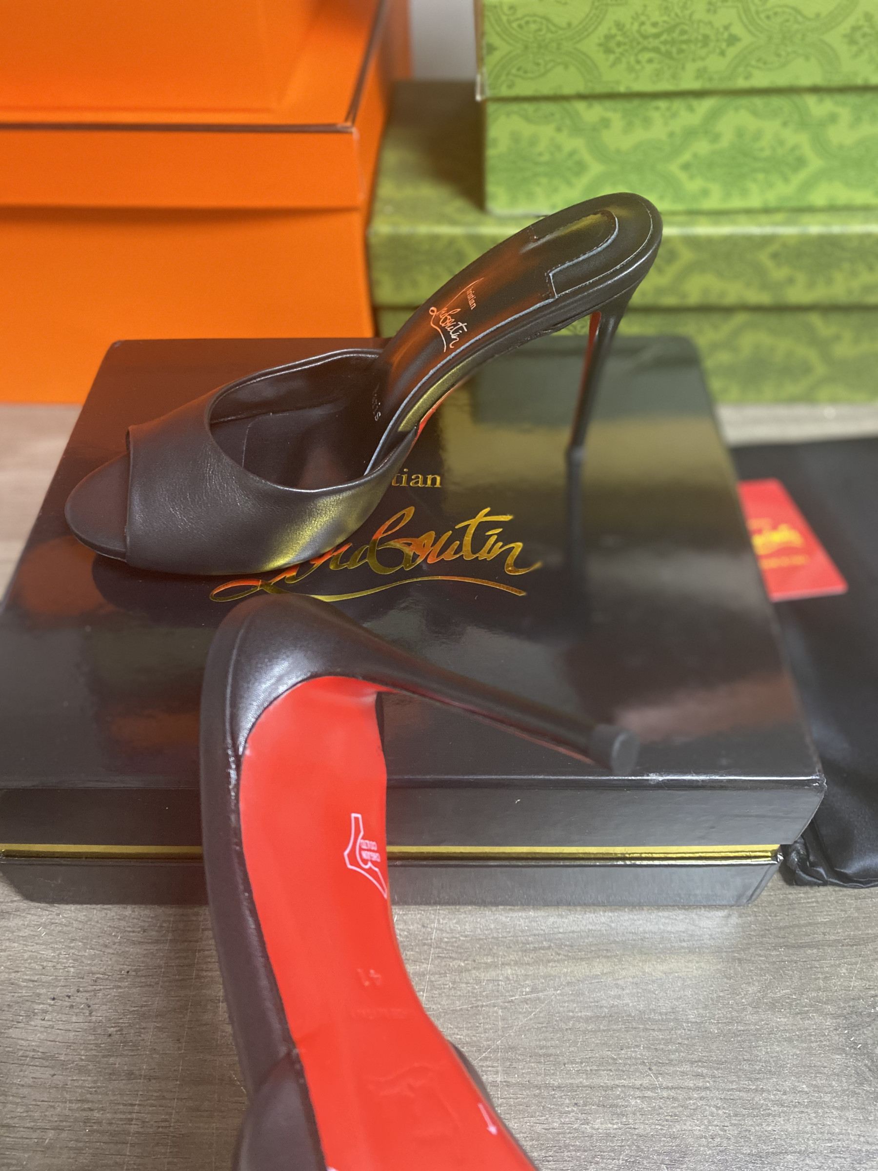 UA Chr1st1an Louboutin Me Dolly Calfskin Leather Mules