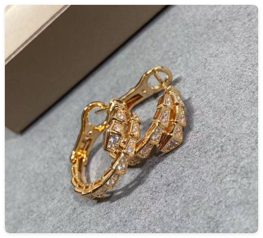 Bv1g*ai Full-D1am0nd snake Earrings