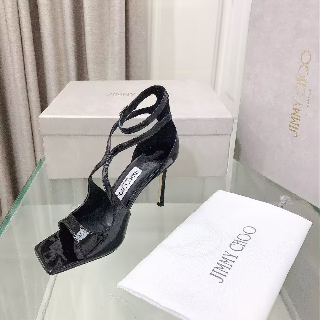 UA J1m*y Ch00 Azia patent leather high-heeled sandals 8.5cm Heel