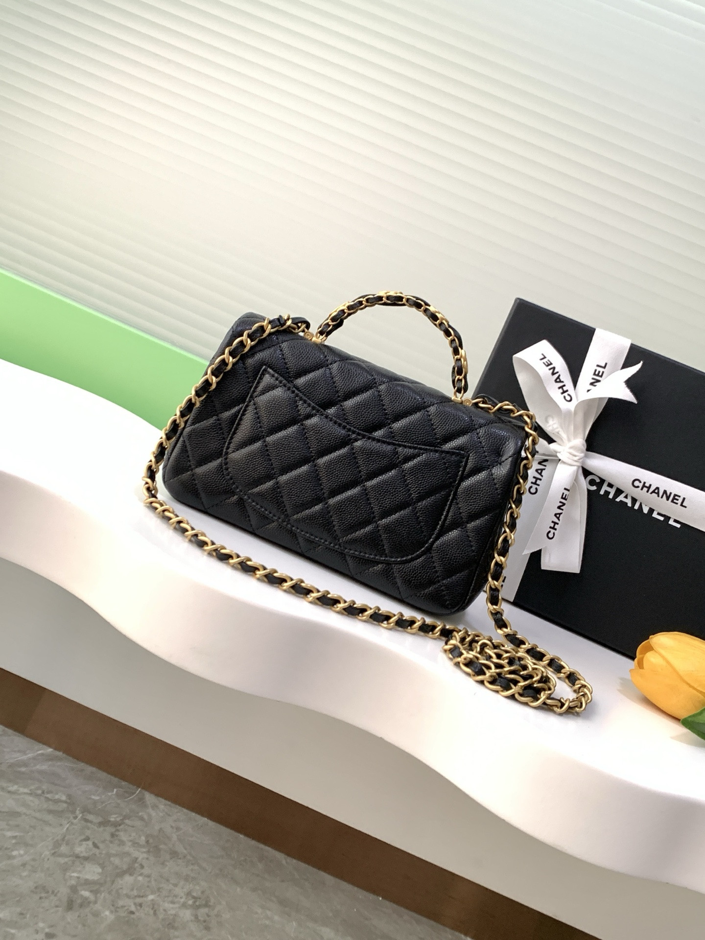 Ch**el flap bag with top handle as5701 19.5x12x6.5cm