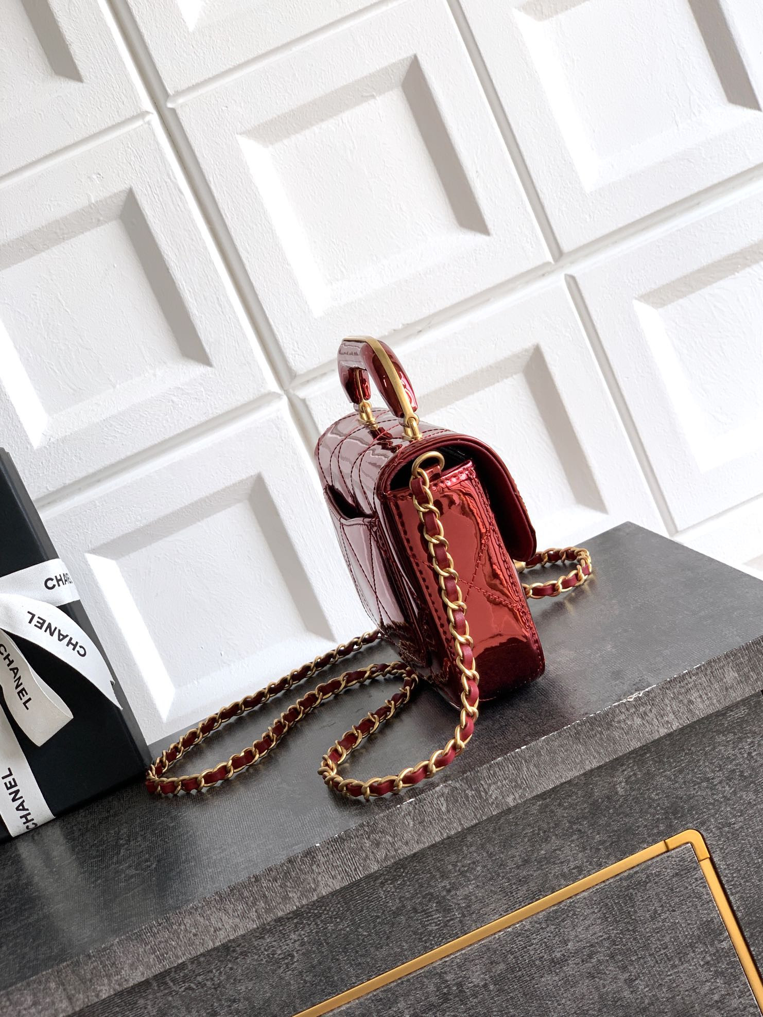 Ch**el Mini Flap Bag with Top Handle 13x18.5x4.5cm
