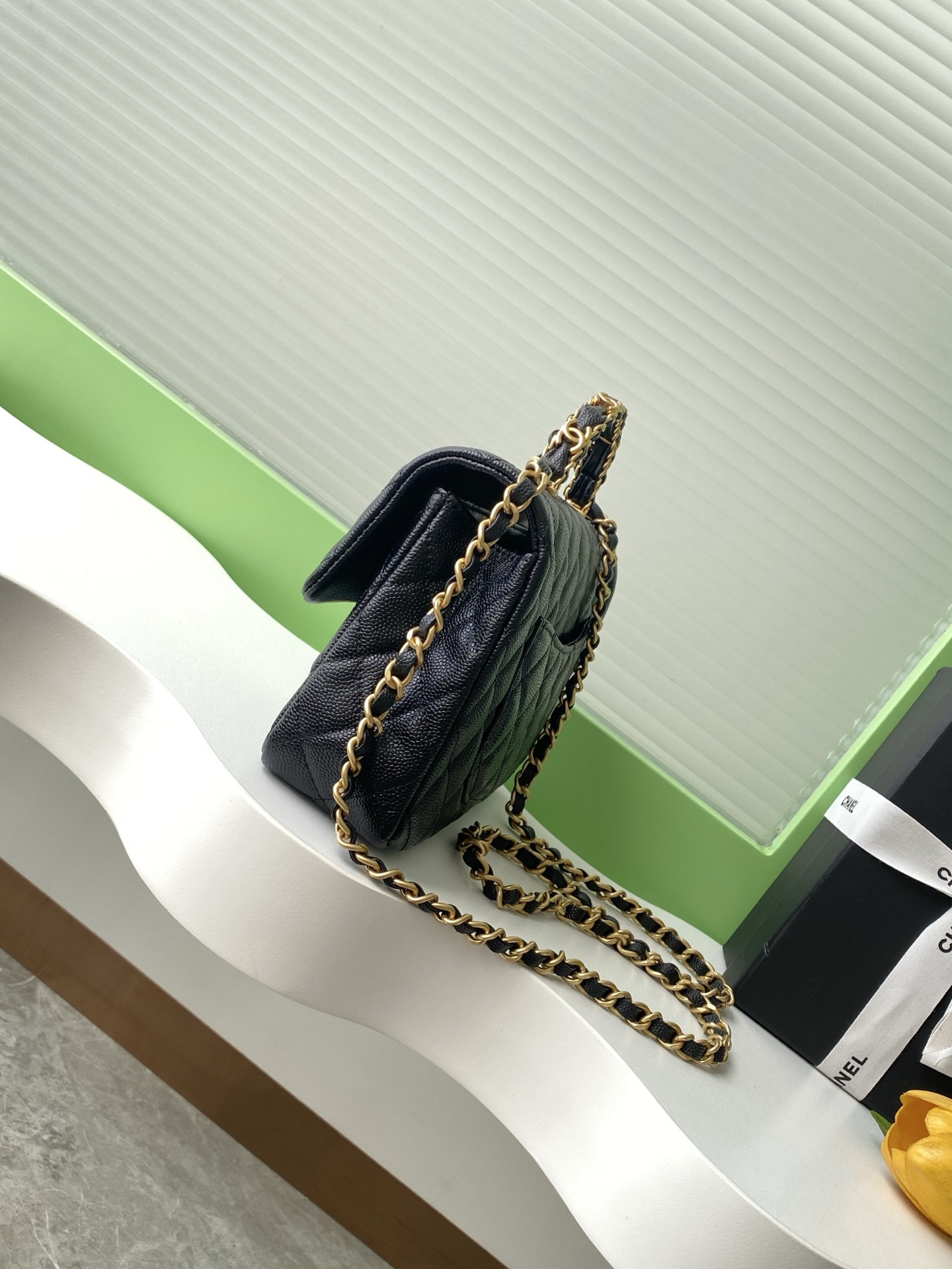 Ch**el FLAP BAG WITH TOP HANDLE 22.5x13.5x6cm
