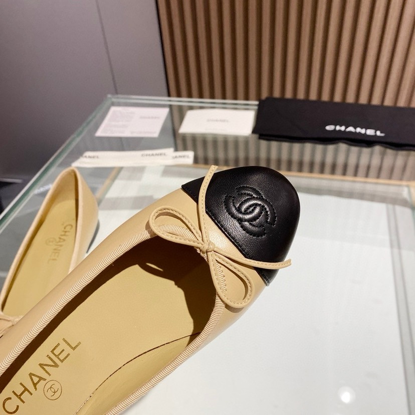 Ch**el BALLET FLATS Beige & Black
