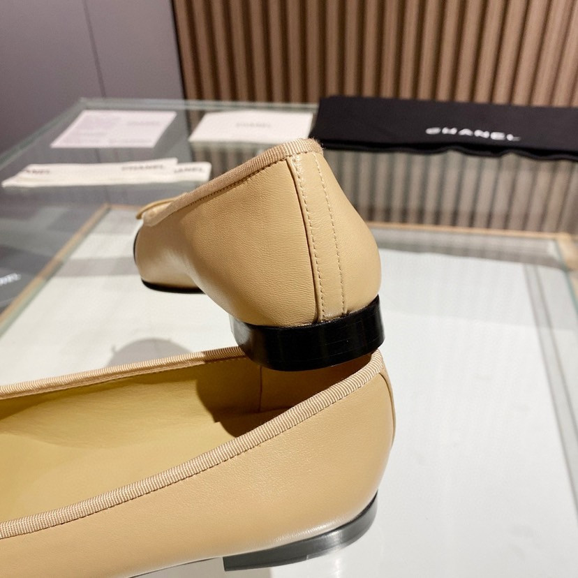 Ch**el BALLET FLATS Beige & Black