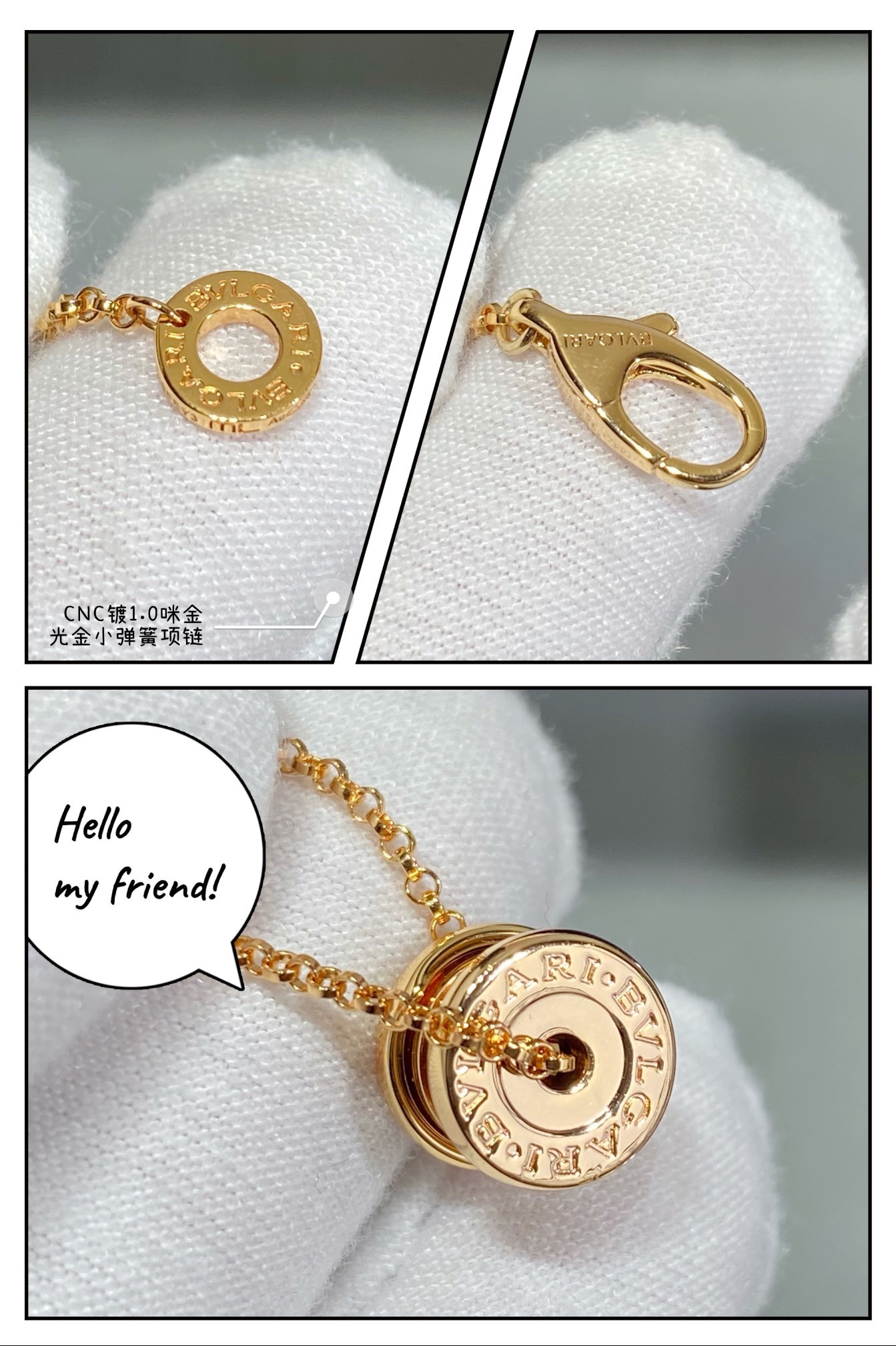 Bv1g*ai Light gold small spring Necklace