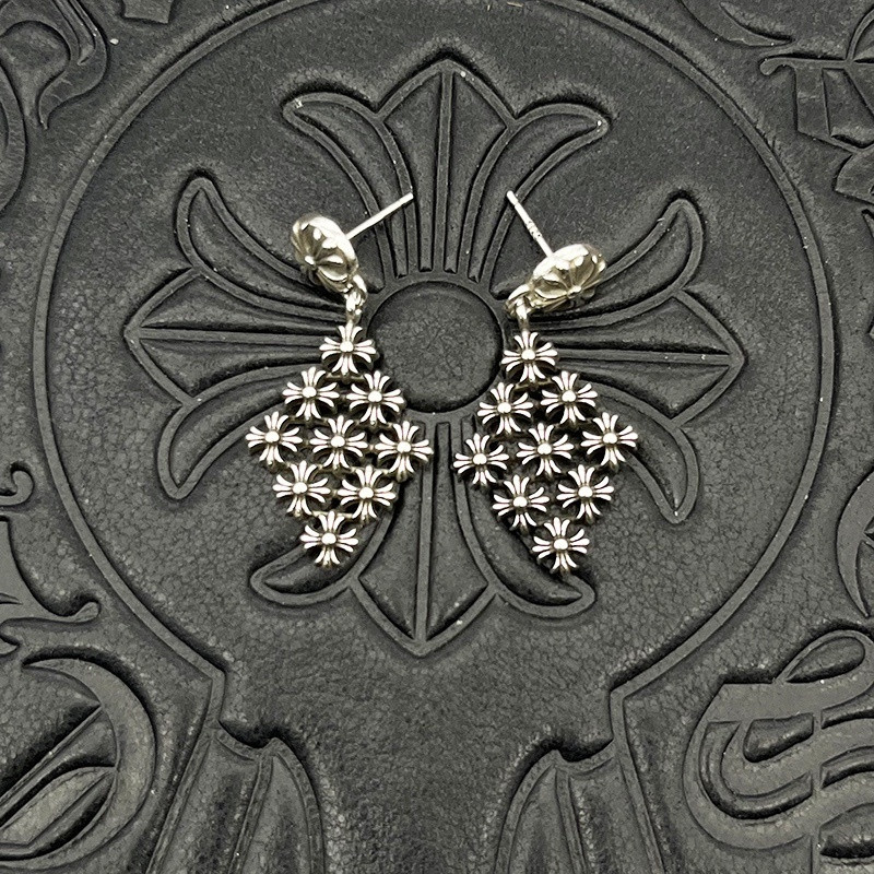 Ch*0me He**ts Large D1am0nd-shaped Cross Chain Earrings