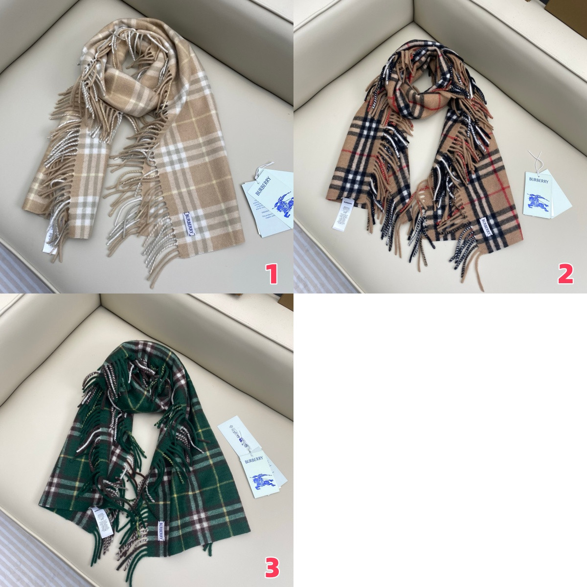 Bv*b*rry Check Cashmere Happy scarf 30x155cm