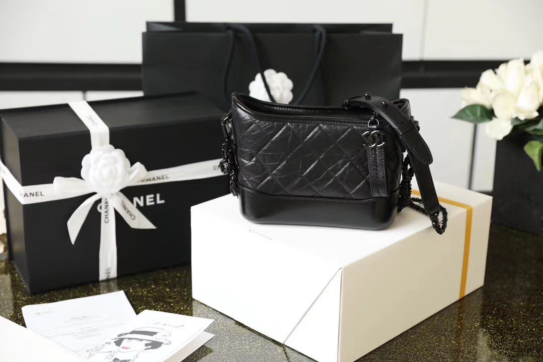 Ch**el small Gabrielle bag all black 20cm