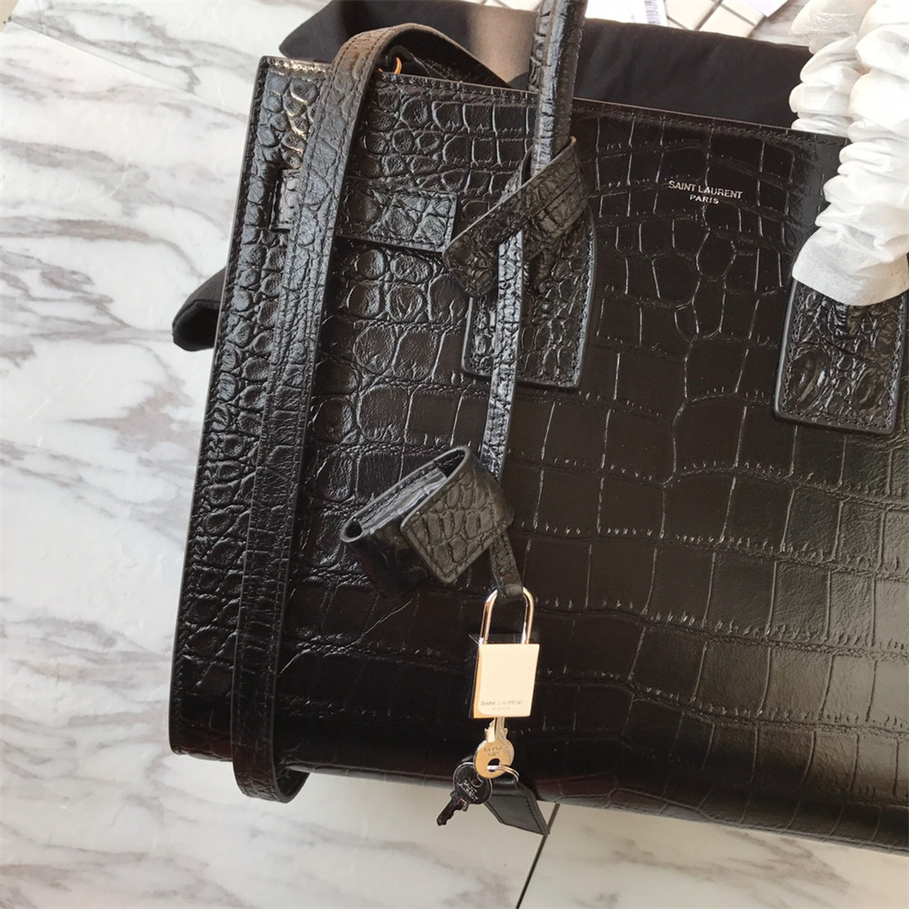 Y51 SAC DE JOUR SMALL IN MATTE CROCODILE EMBOSSED LEATHER