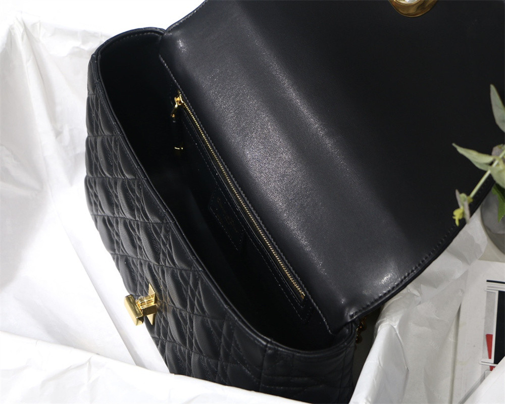 LARGE D10r CARO BAG Black S*pple Cannage Calfskin 29 x 18 x 10 cm