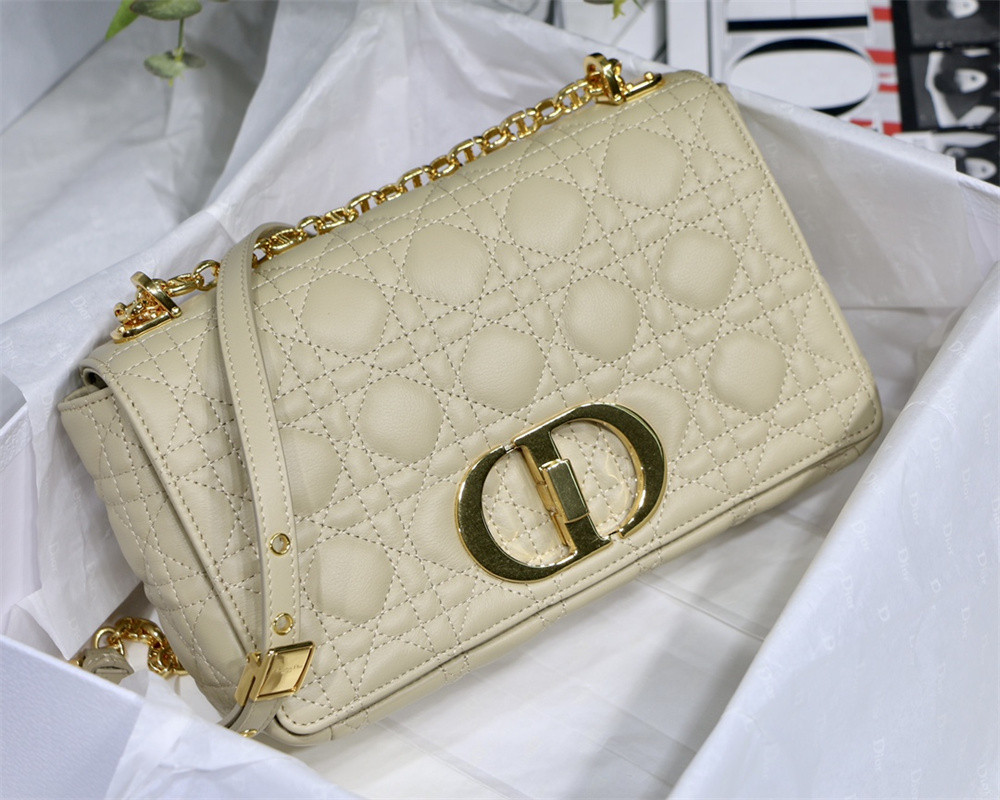 MEDIUM D10r CARO BAG Beige S*pple Cannage Calfskin 25.5 x 15.5 x 8 cm