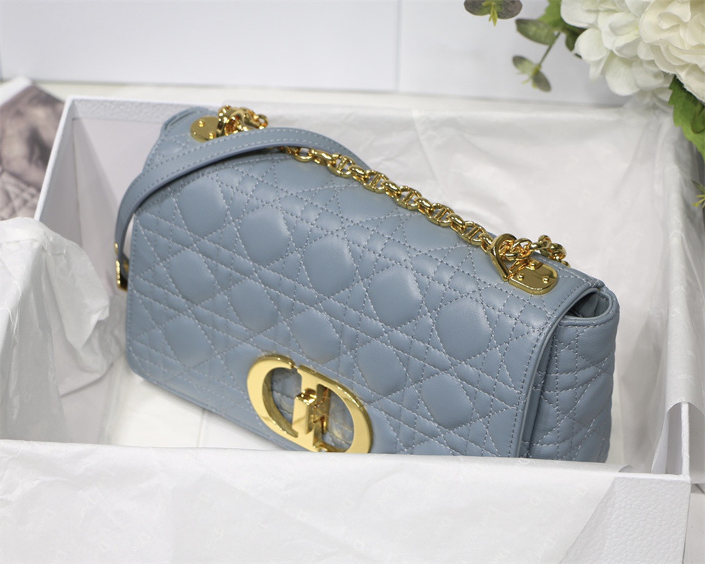 MEDIUM D10r CARO BAG Cloud Blue S*pple Cannage Calfskin 25.5 x 15.5 x 8 cm