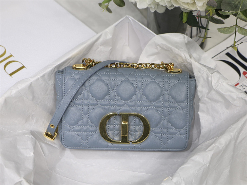 SMALL D10r CARO BAG Light Blue S*pple Cannage Calfskin 20 x 12 x 7 cm