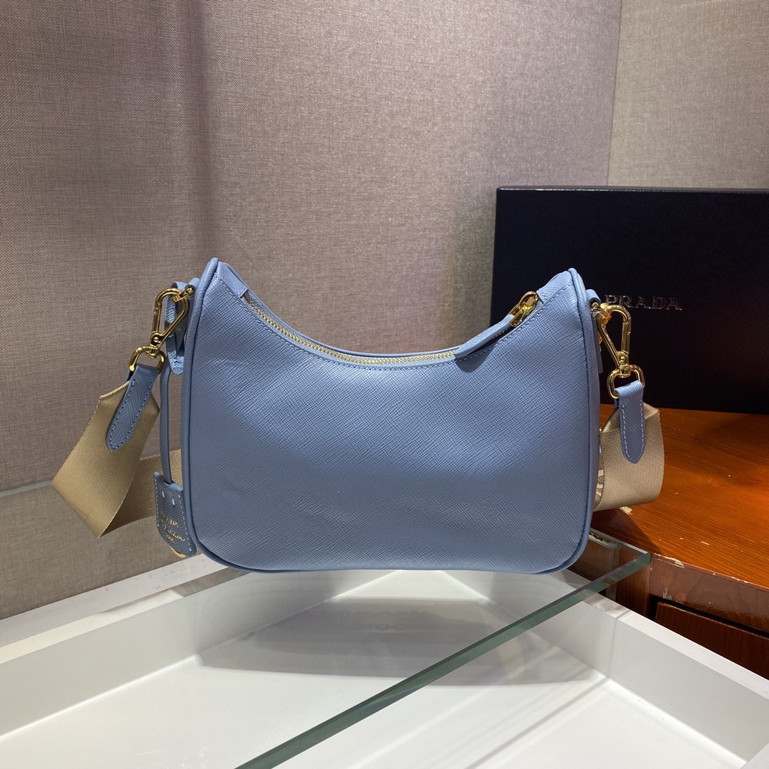 Pra*a Re-Edition 2005 Saffiano leather bag blue