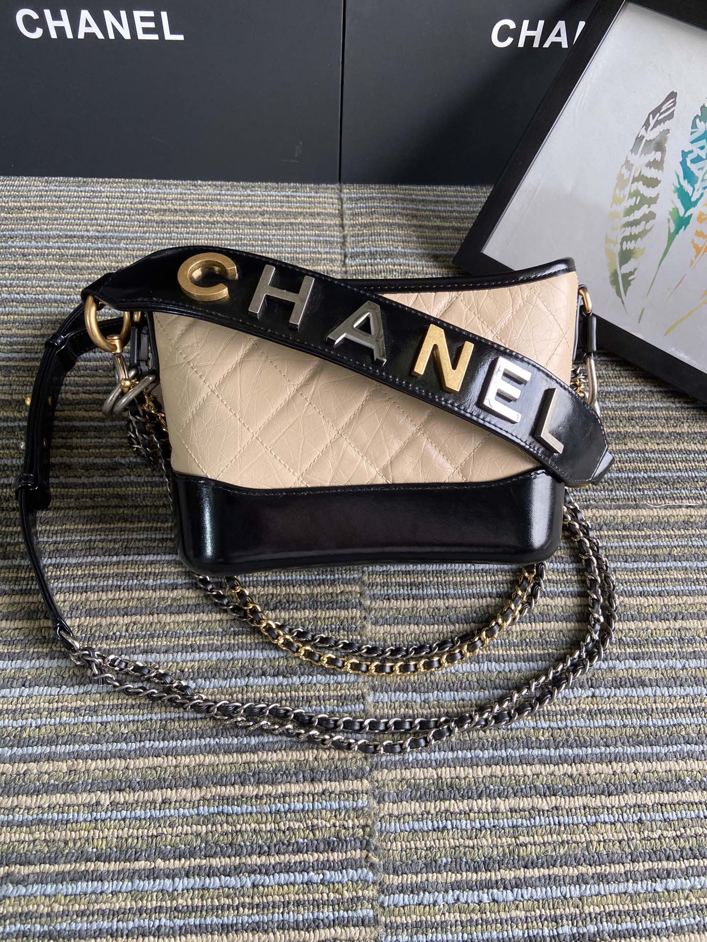 Ch**el Gabrielle SMALL PINK with shoulder strap letters 20 x 15 x 8cm