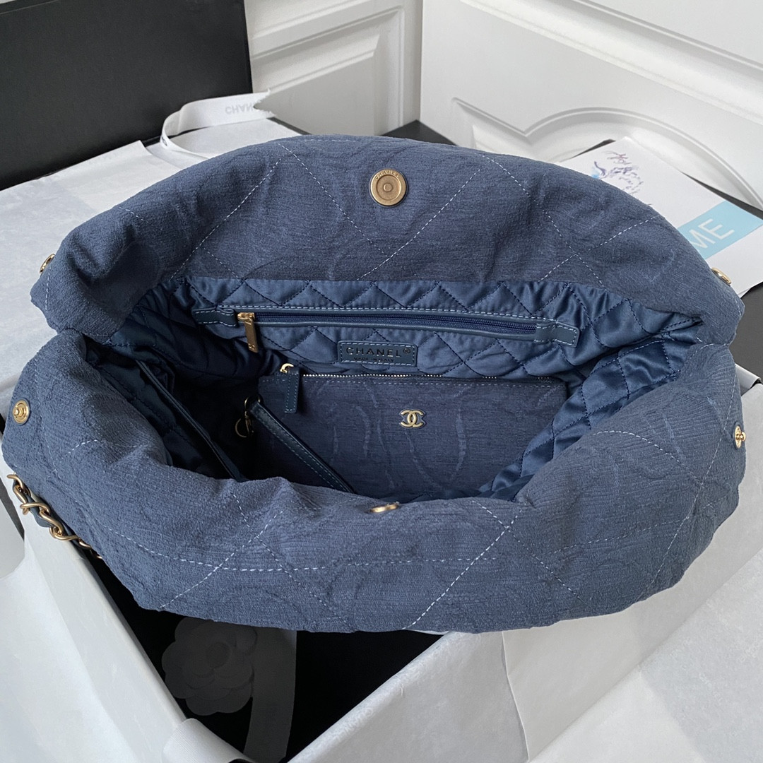 Ch**el 22 HANDBAG velvet blue 15.2×16.4×3.1 in