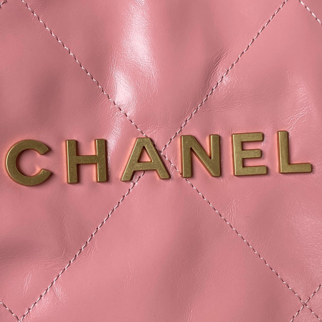 Ch**el 22 HANDBAG Shiny Calfskin PINK 30×45×8cm