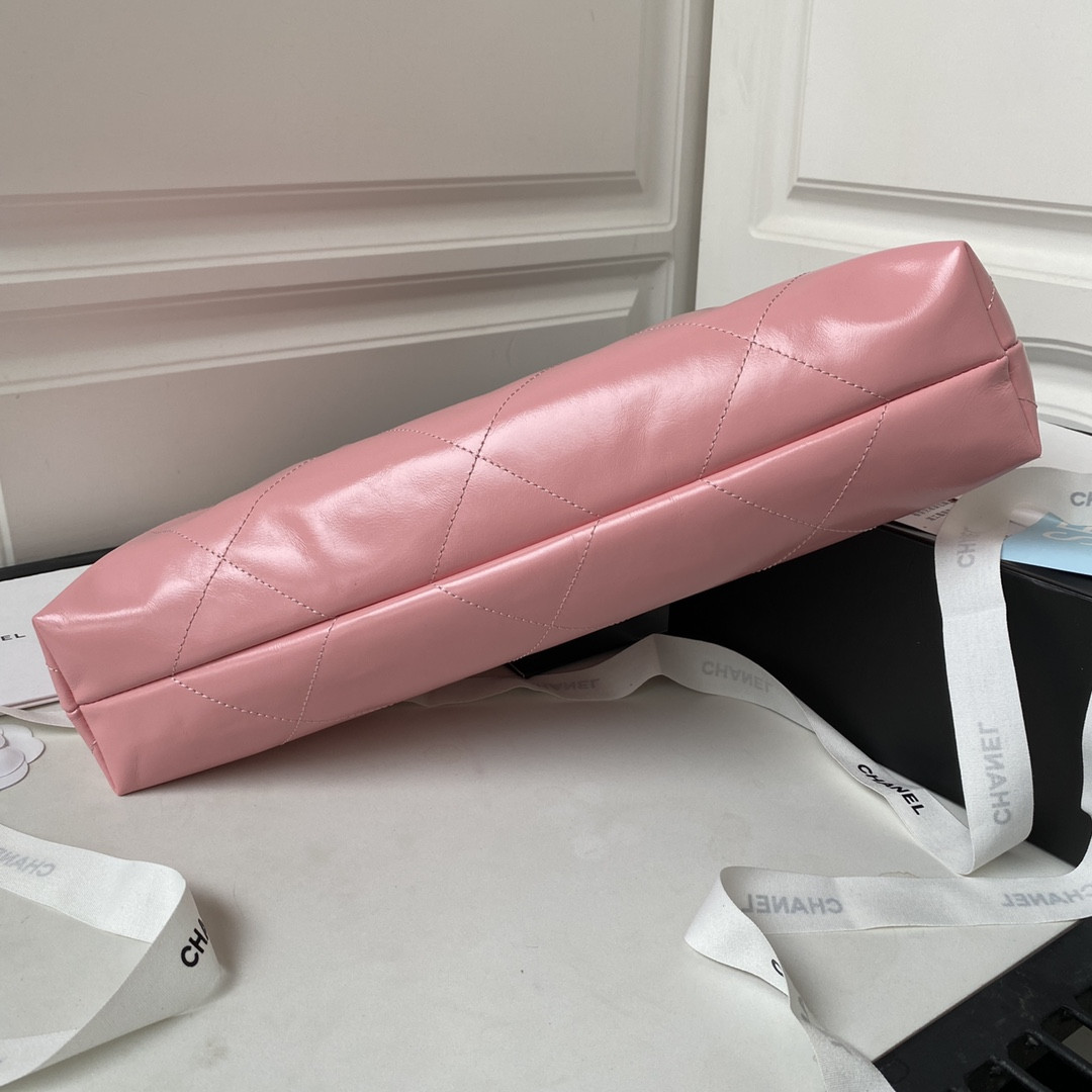 Ch**el 22 HANDBAG Shiny Calfskin PINK 30×45×8cm