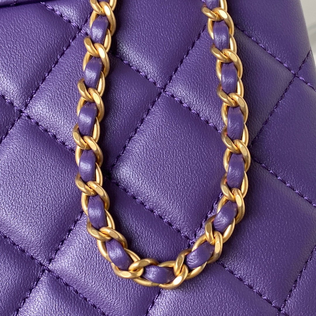 Ch**el BAGUETTE BAG PURPLE 17.5×20×5cm