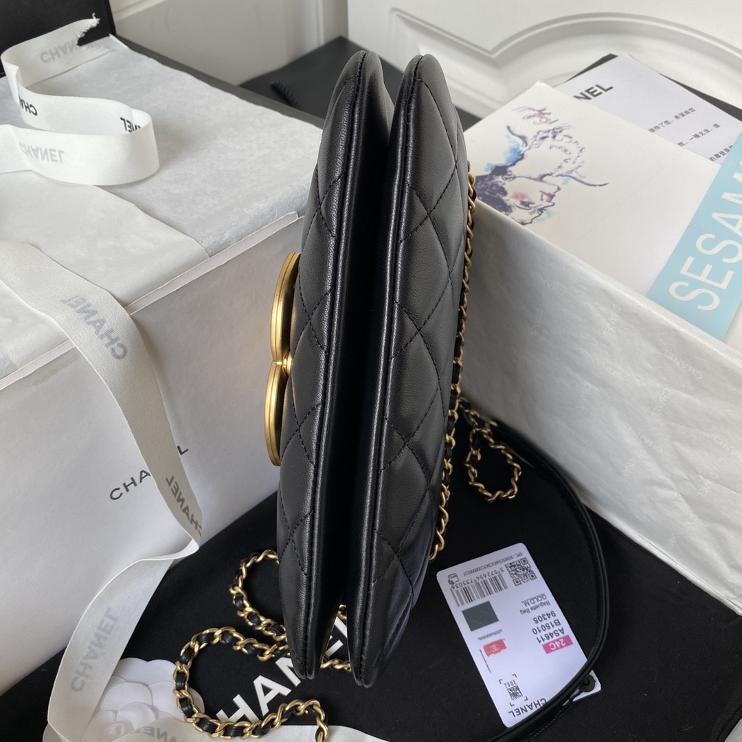 Ch**el BAGUETTE BAG BLACK 4.5 × 9.4 × 1.8 in