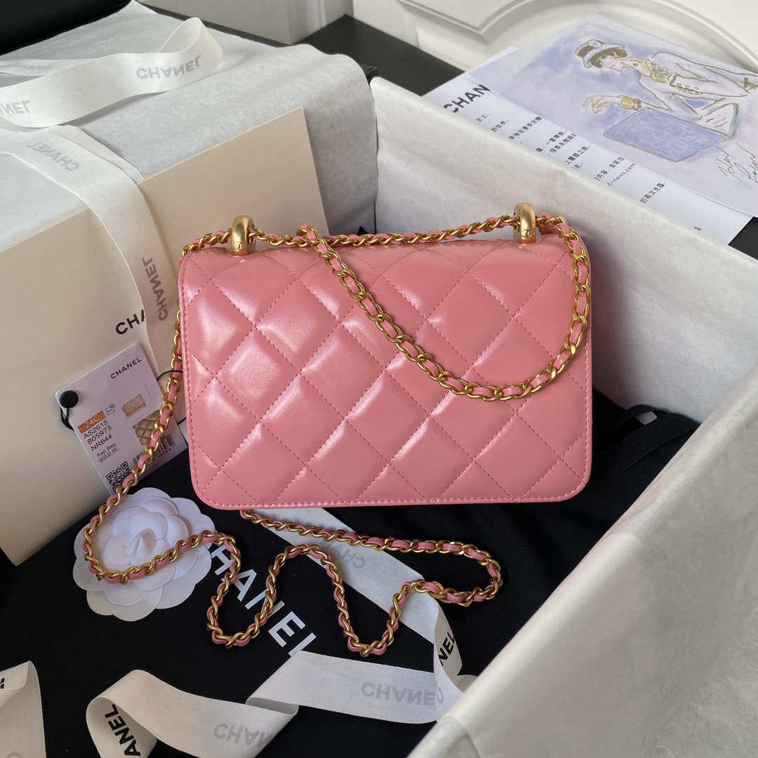 Ch**el MINI FLAP BAG PINK 12×19×8cm