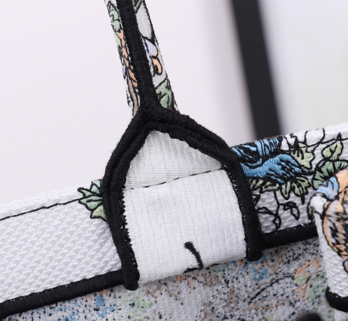 Medium D10r Book Tote  White Multicolor Toile de Jouy Mexico Embroidery 14 x 11 x 6.5 inches