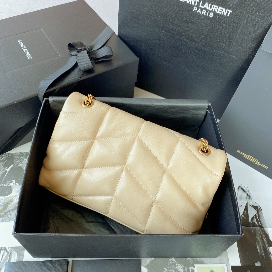 Y51 PUFFER IN LEATHER BEIGE 23 X 15.5 X 5.8 CM