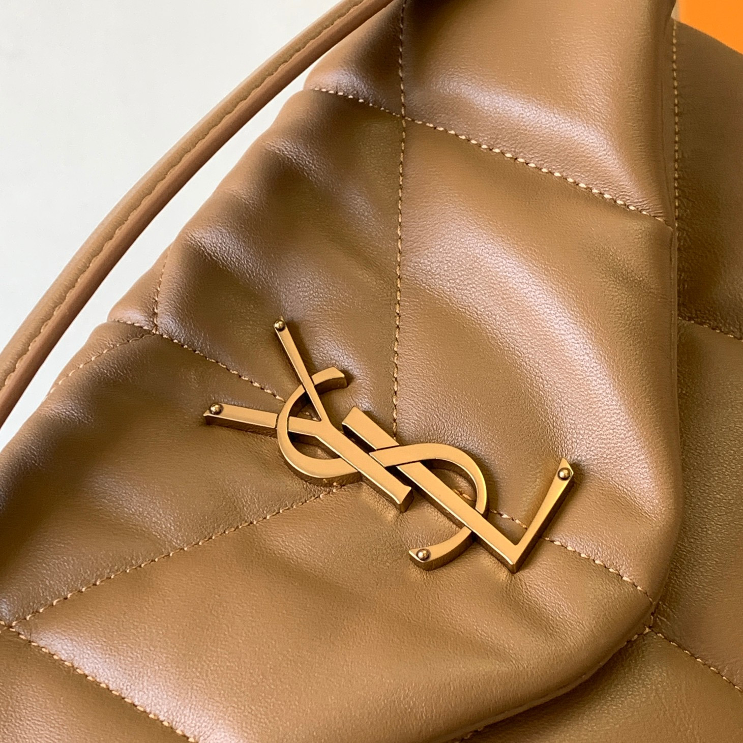 Y51 PUFFER SMALL IN NAPPA LEATHER BROWN 11.4 X 6.6 X 4.3 INCHES