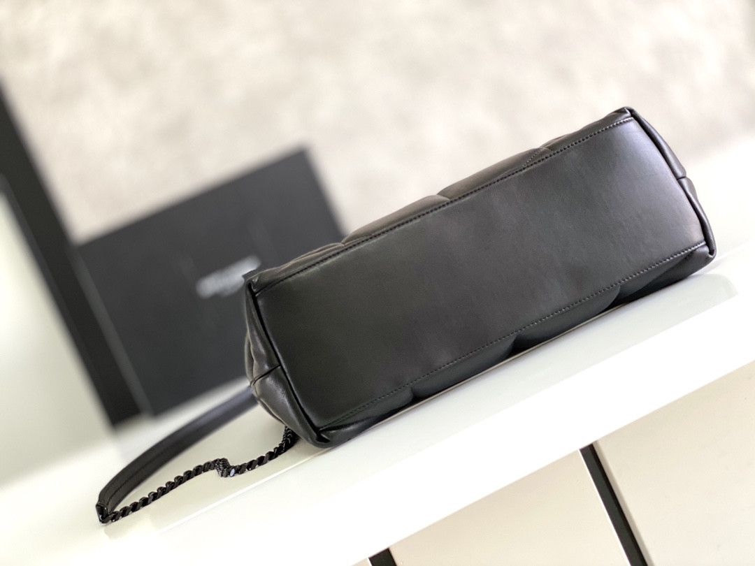 Y51 PUFFER MEDIUM IN NAPPA LEATHER ALL BLACK 13.7 X 9 X 5.3 INCHES
