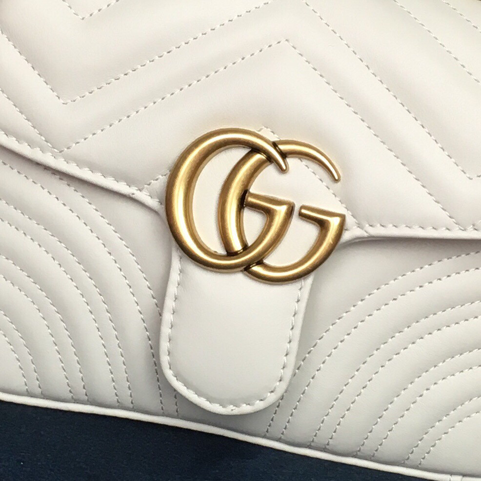 Gvc*1 GG MARMONT MATELASSÉ MINI BAG WHITE  8.5"W x 5"H x 2.5"D