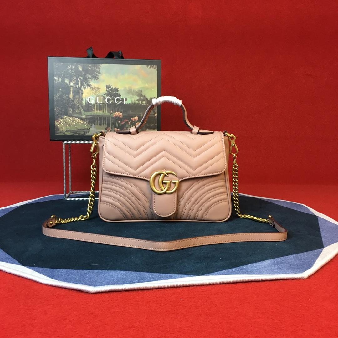 Gvc*1 GG MARMONT SMALL SHOULDER BAG PINK 10"W x 6"H x 3"D