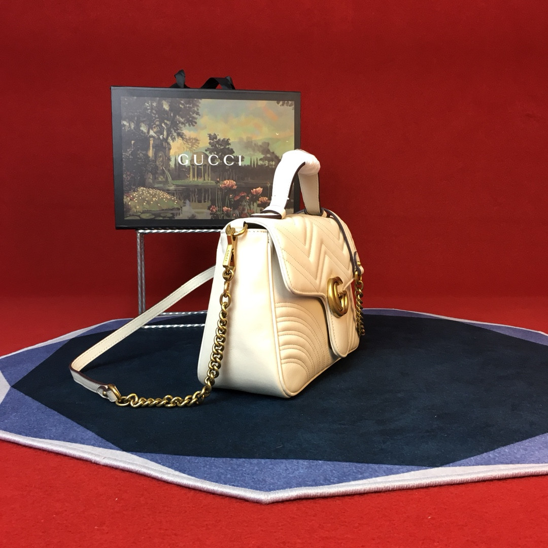 Gvc*1 GG MARMONT SMALL SHOULDER BAG WHITE 10"W x 6"H x 3"D