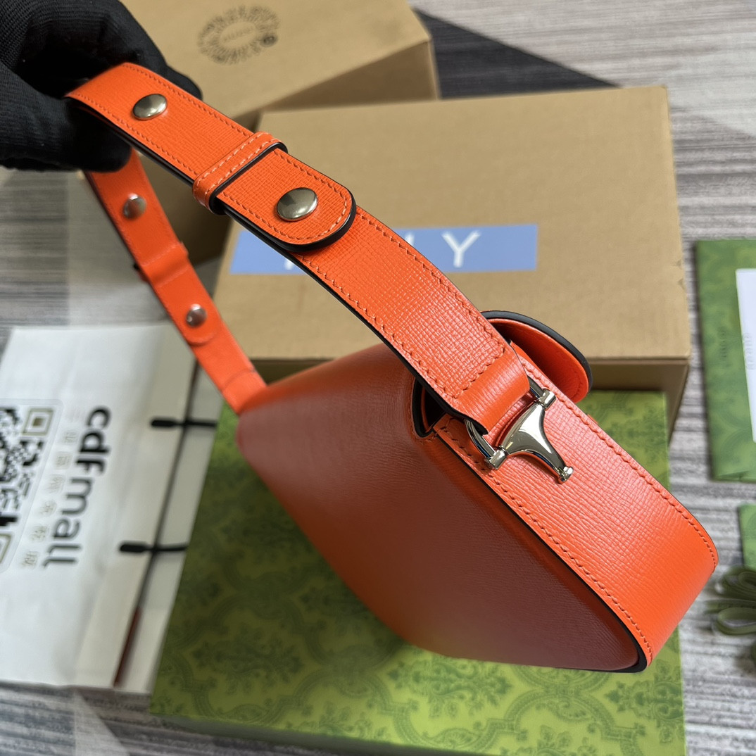 Gvc*1 HORSEBIT 1955 SMALL SHOULDER BAG ORANGE 10.4"W x 6.7-4.1"H x 3.1-1.6"D