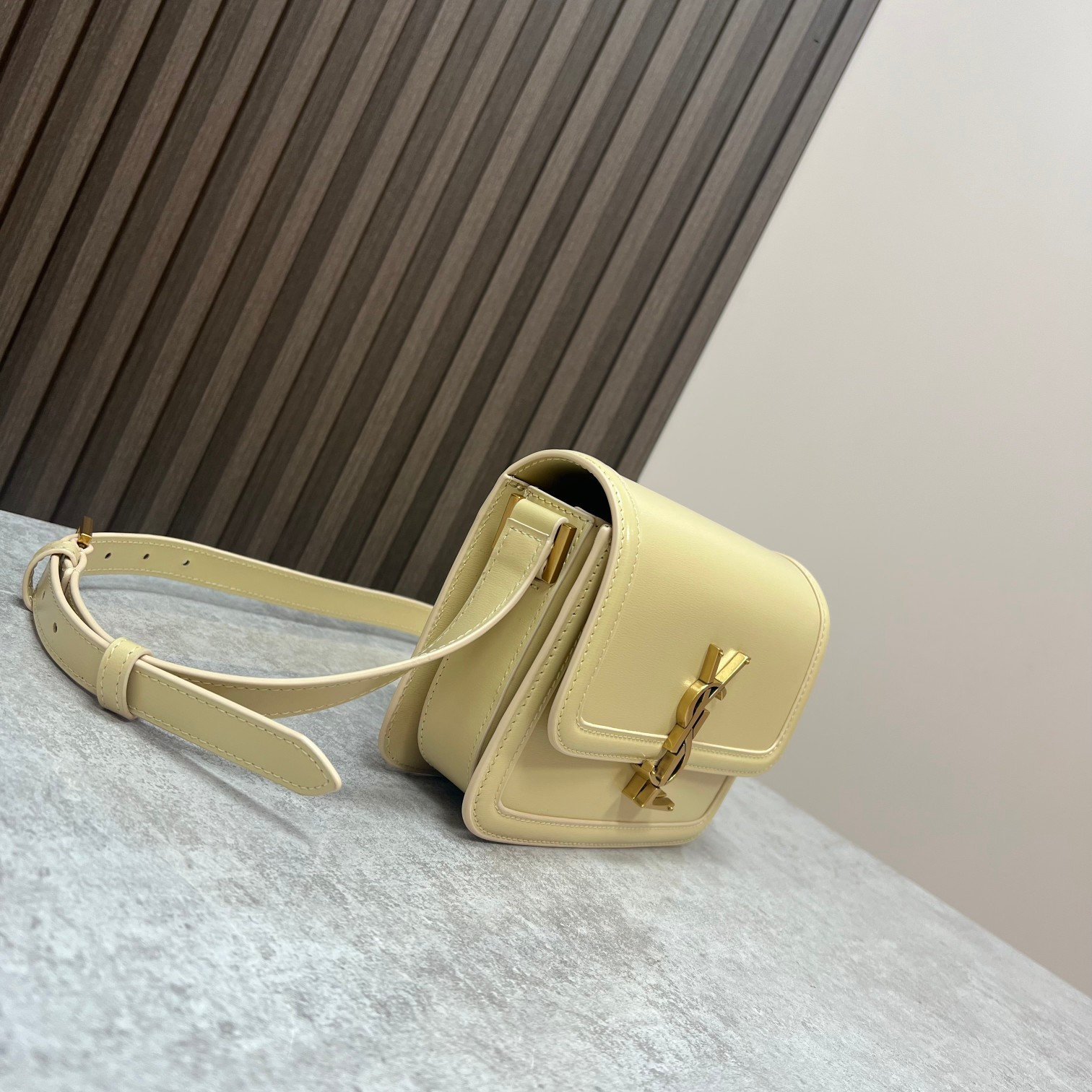 Y51 SOLFERINO SMALL SATCHEL IN BOX Sa1nt Lau*nt YELLOW 7.4 X 5.1 X 1.9 INCHES