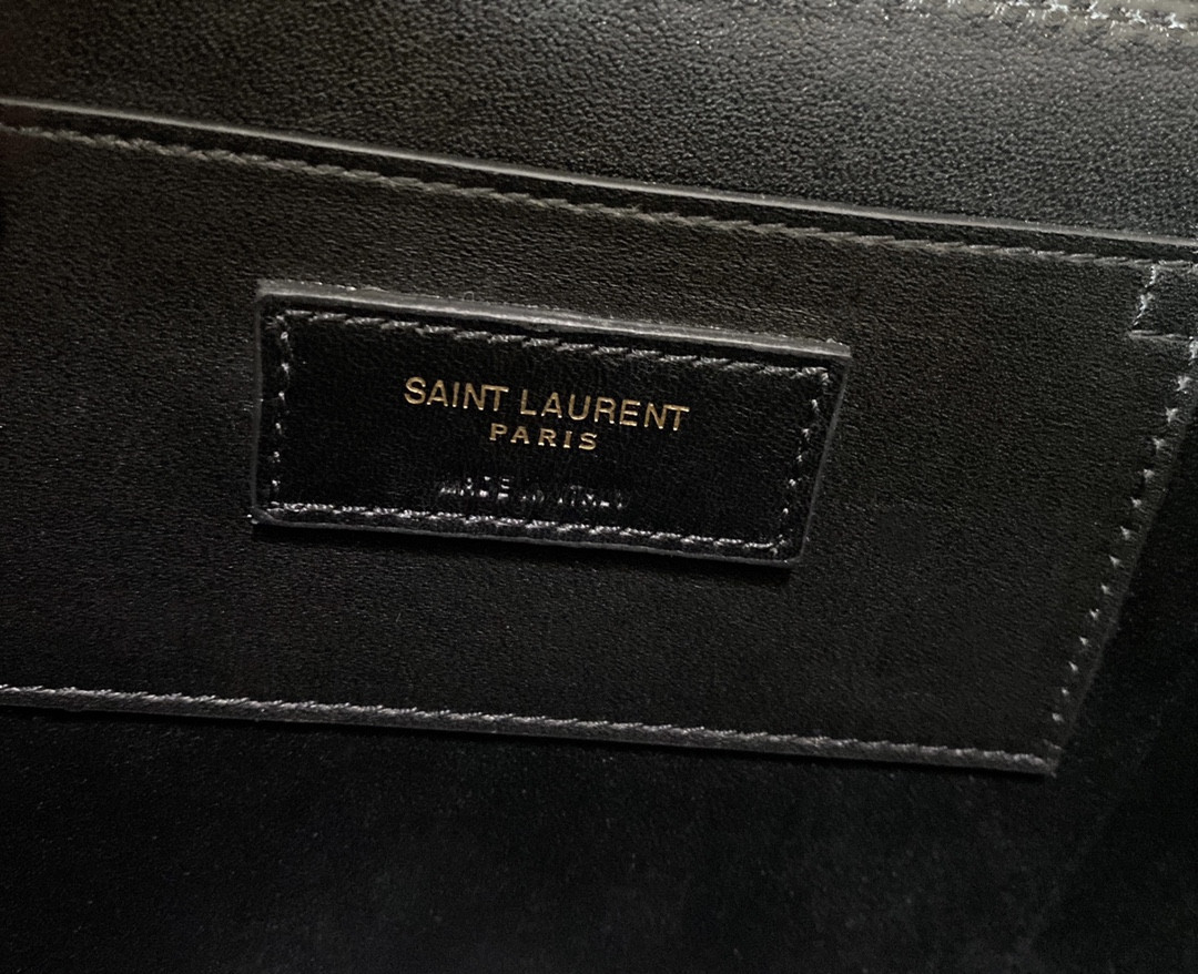 Y51 SOLFERINO MEDIUM SATCHEL IN BOX Sa1nt Lau*nt black white 9.1 X 6.3 X 2.4 INCHES