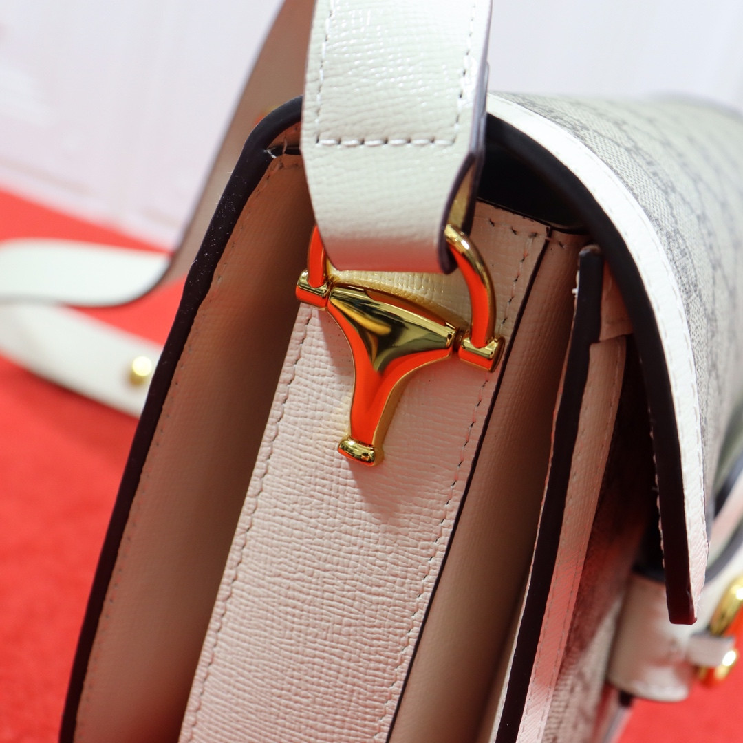 Gvc*1 HORSEBIT 1955 SHOULDER BAG GRAY WHITE 9.8"W x 7"H x 3.1"D