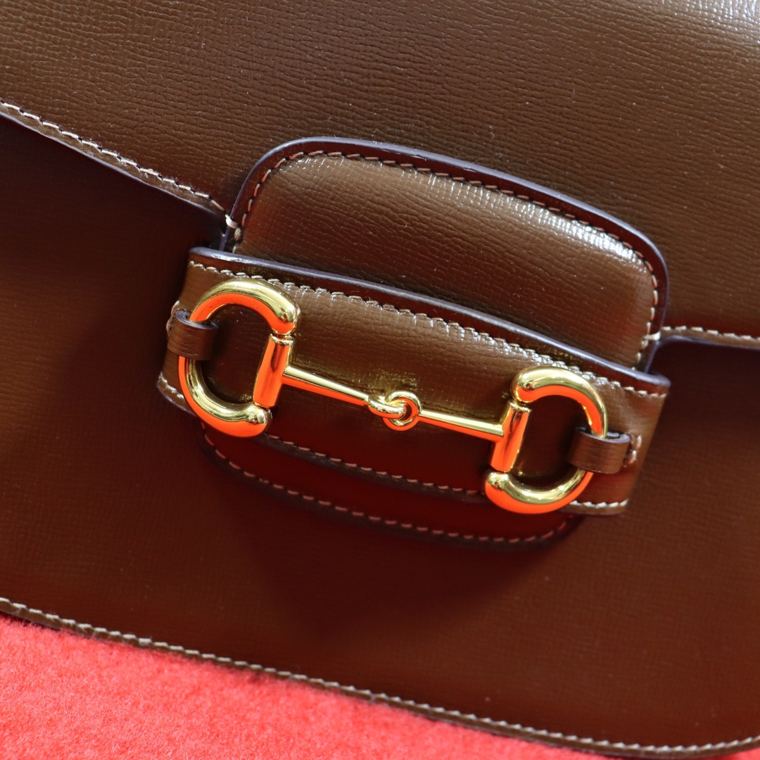 Gvc*1 HORSEBIT 1955 SHOULDER BAG BROWN 9.8"W x 7"H x 3.1"D