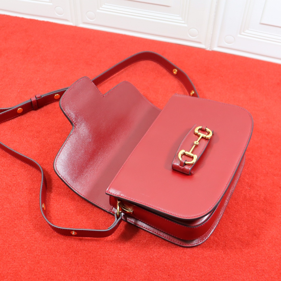 Gvc*1 HORSEBIT 1955 SHOULDER BAG RED 9.8"W x 7"H x 3.1"D