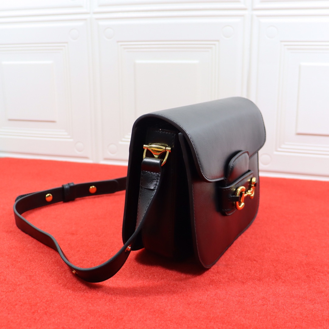 Gvc*1 HORSEBIT 1955 SHOULDER BAG BLACK 9.8"W x 7"H x 3.1"D